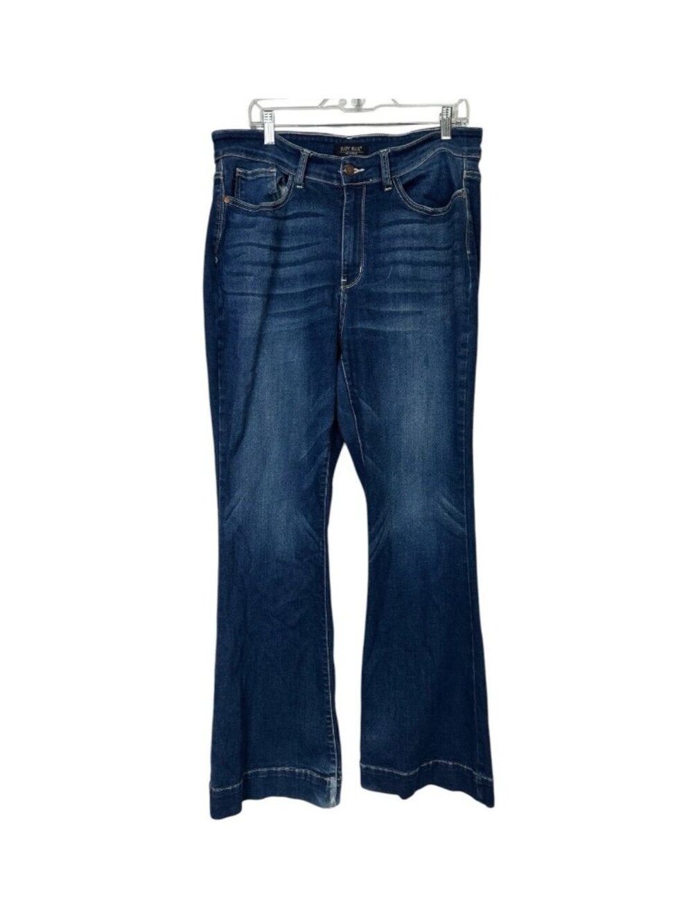 Judy Blue Flare Jeans Womens 16W Plus Mid Rise Stretch Denim Trend Raw Hem